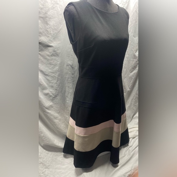 Tommy Hilfiger Scuba Fit Flare A line Dress Pink Black sz 6 - Picture 2 of 10